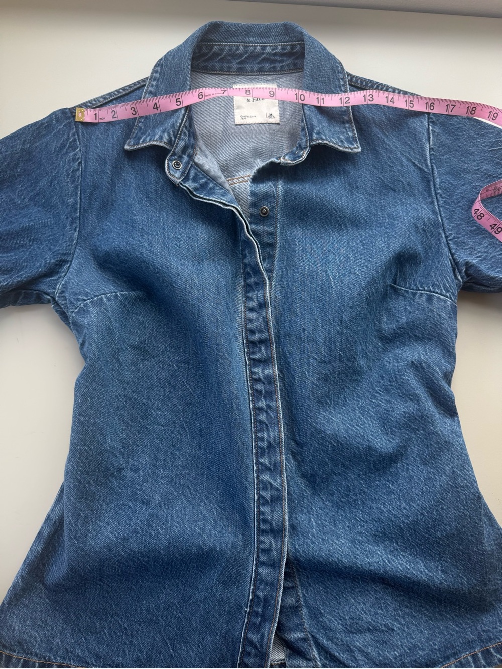 Abercrombie & Fitch Denim Peplum Shirt Medium Wash M - Picture 9 of 14
